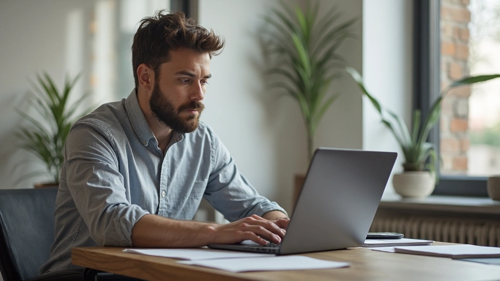 Criador digital e empreendedor online trabalhando em laptop desenvolvendo produtos digitais