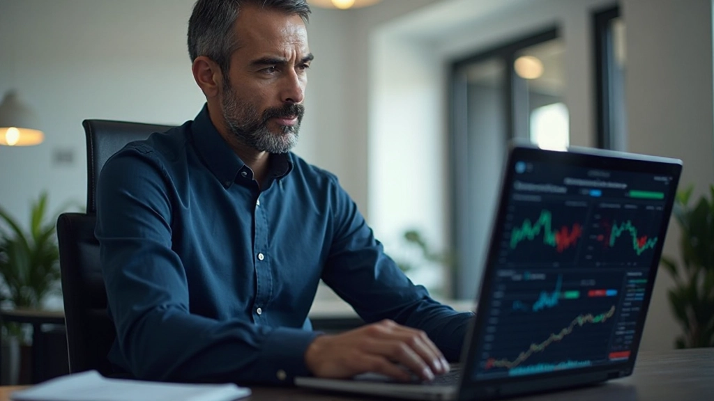 Investment advisor analyzing stock portfolio and dividend data on computer screen