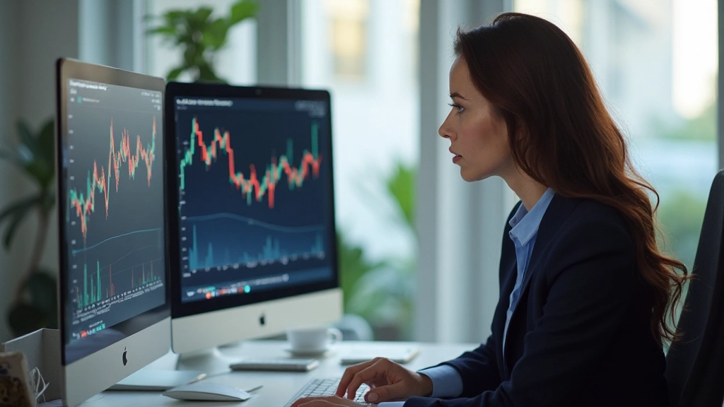 Profissional analisando gráfico de desempenho de ações com dividendos em tela